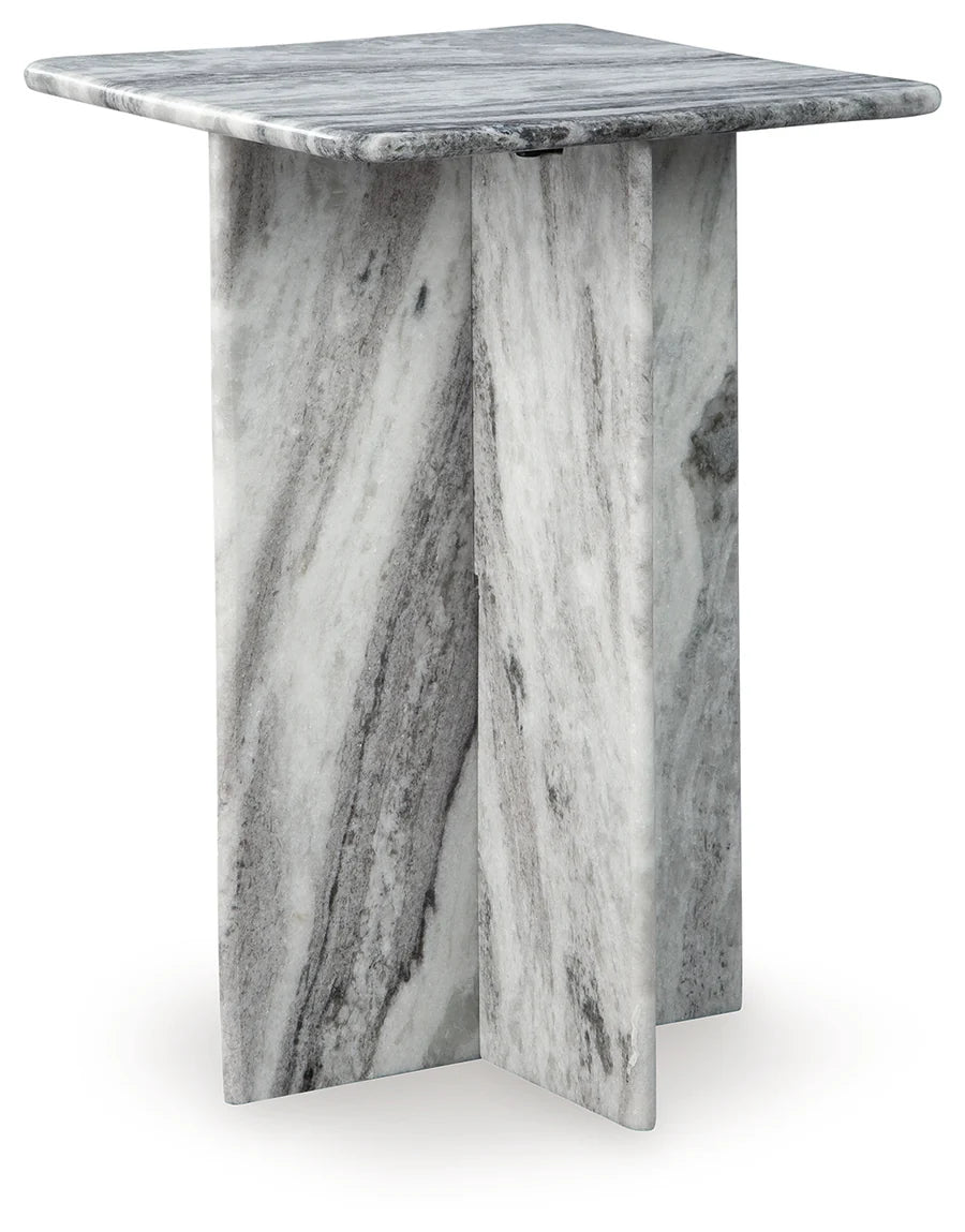 Keithwell Gray and White Marble Accent Table