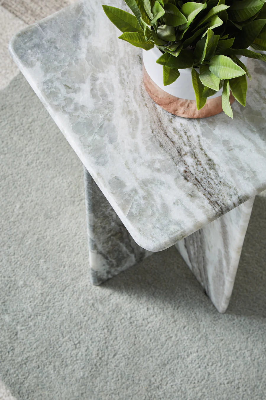 Keithwell Gray and White Marble Accent Table