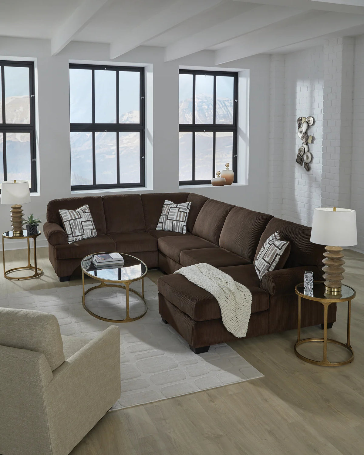 Kimlee Chocolate 3-Piece Sectional