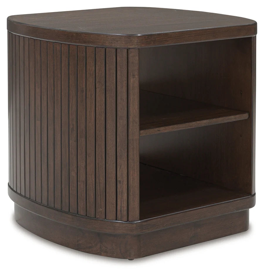 Korestone Warm Brown End Table with Shelf
