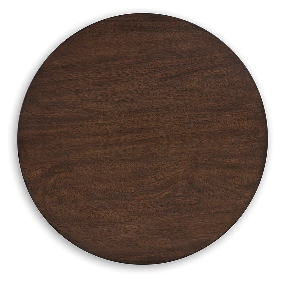 Korestone Warm Brown End Table with Reeded Base