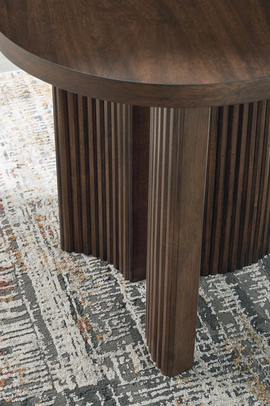 Korestone Warm Brown End Table with Reeded Base