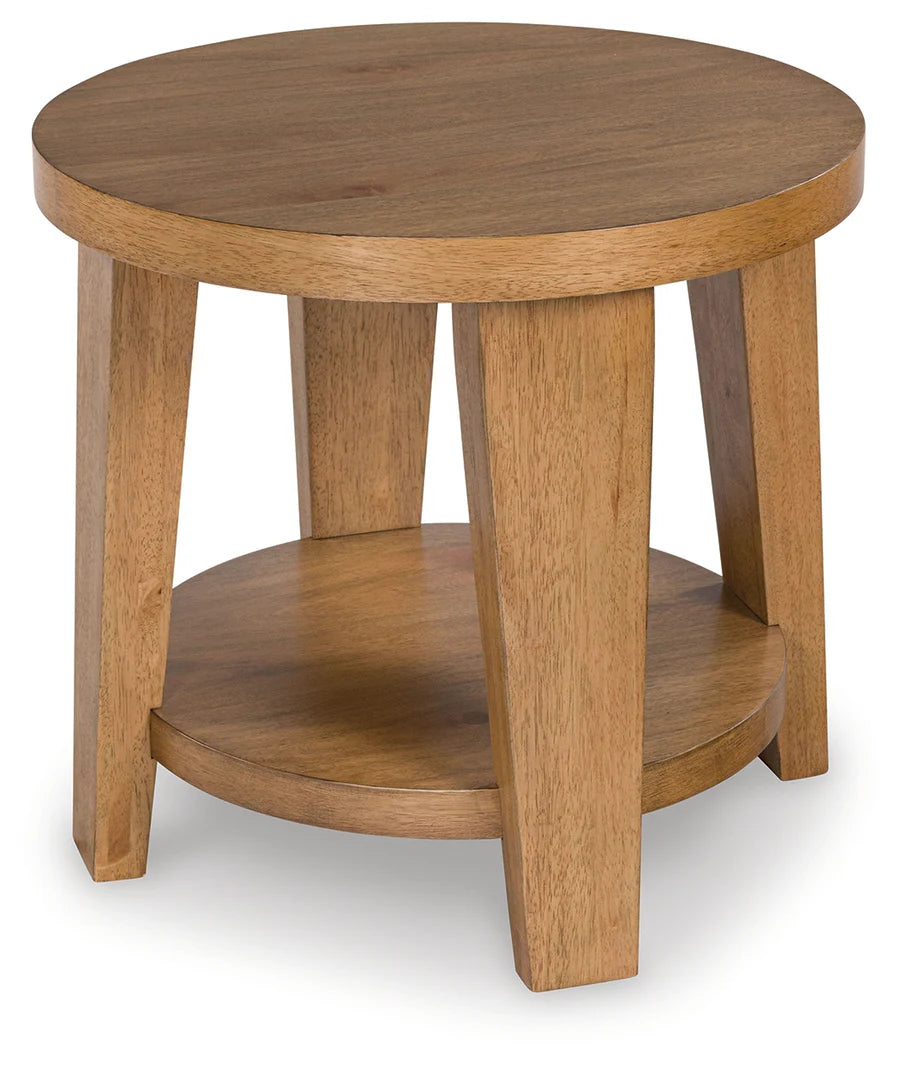 Kristiland Light Brown End Table with Shelf