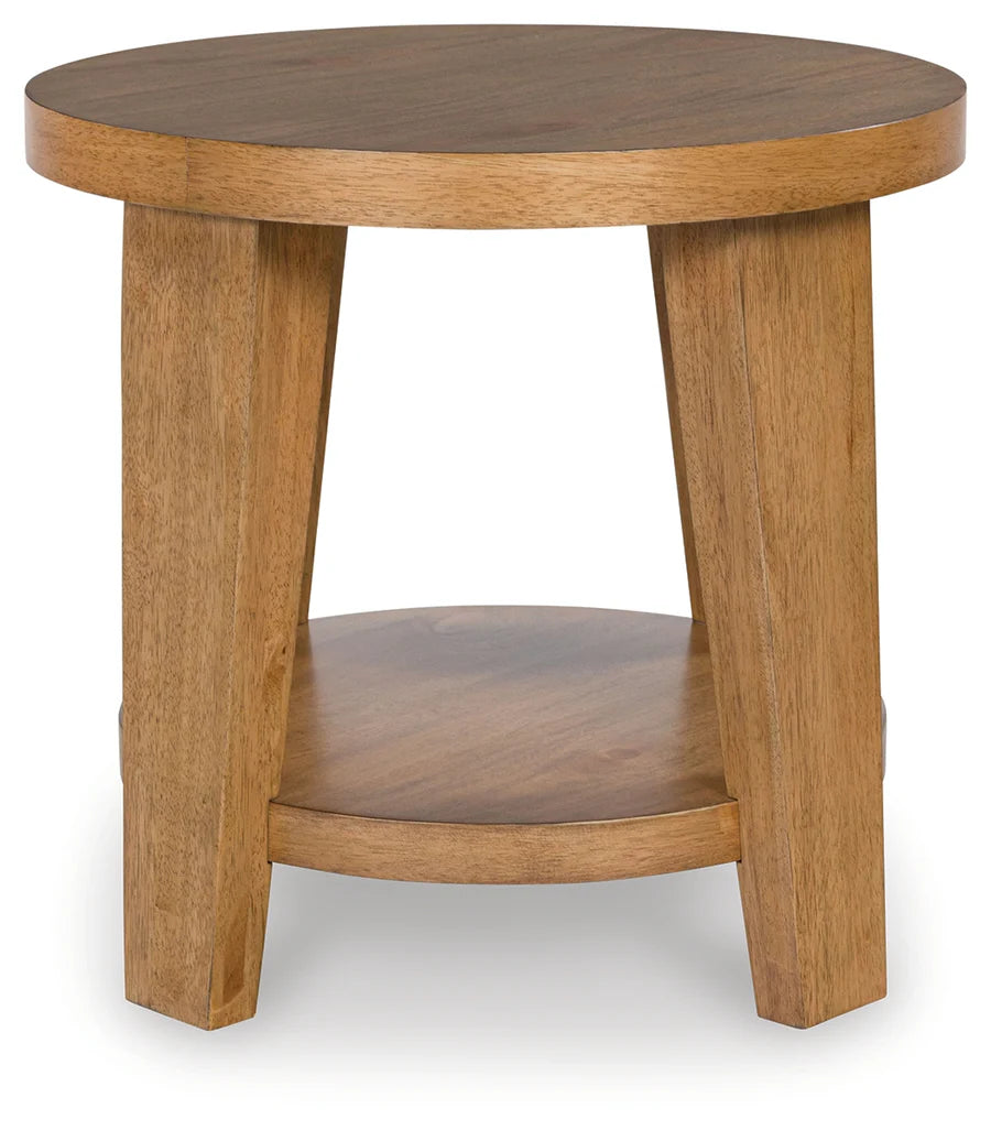 Kristiland Light Brown End Table with Shelf