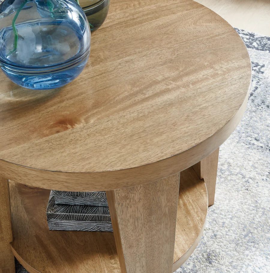 Kristiland Light Brown End Table with Shelf