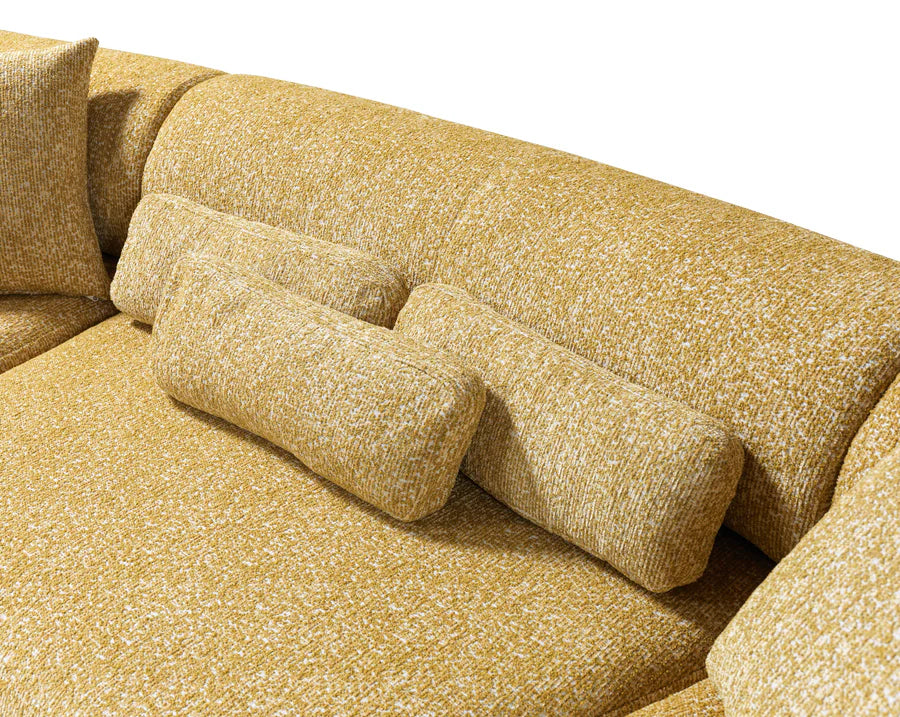 Lena Bouclé 3-Piece Curved Sectional, Mustard or Orange