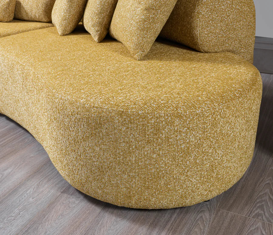 Lena Bouclé 3-Piece Curved Sectional, Mustard or Orange