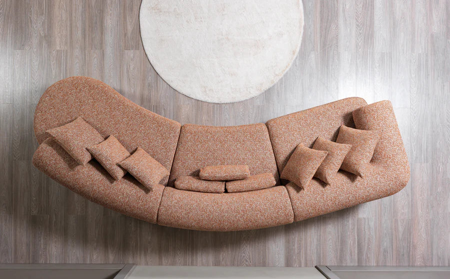 Lena Bouclé 3-Piece Curved Sectional, Mustard or Orange