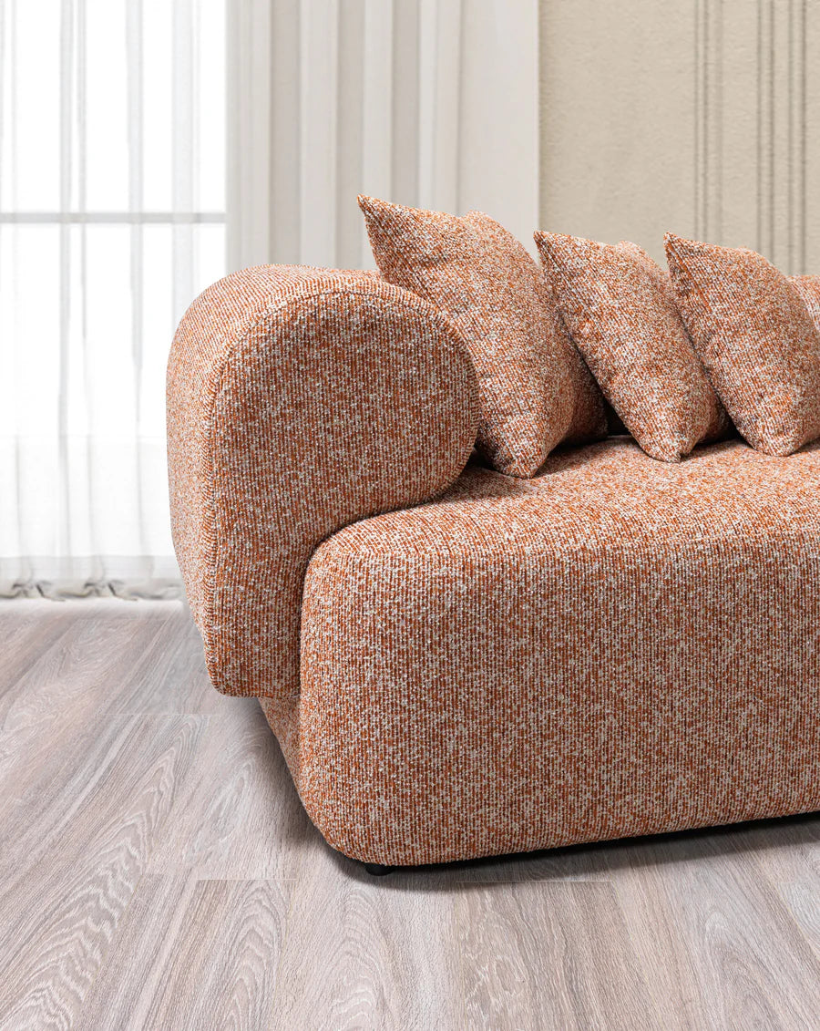 Lena Bouclé 3-Piece Curved Sectional, Mustard or Orange