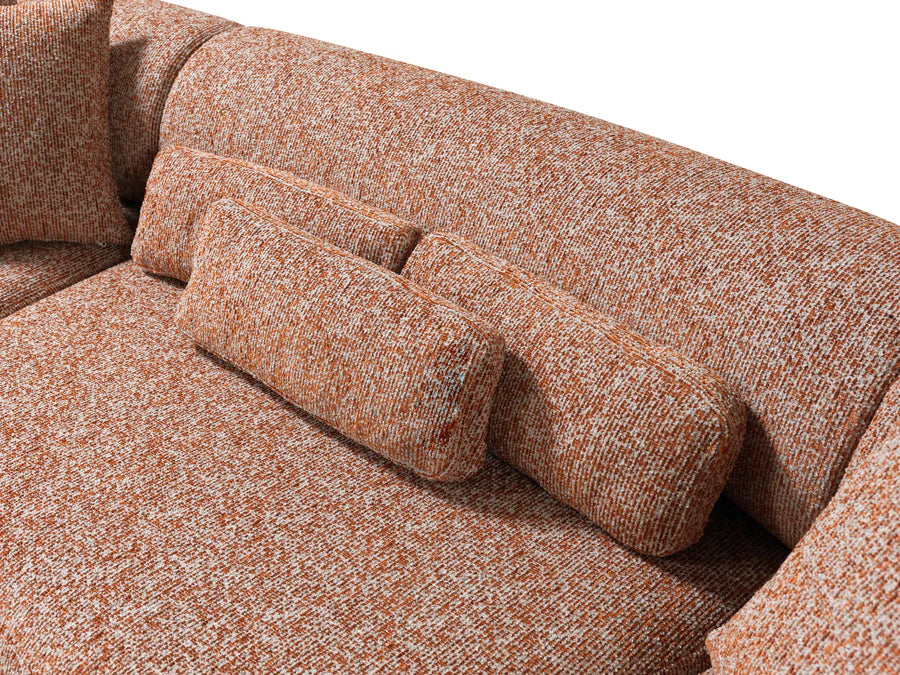 Lena Bouclé 3-Piece Curved Sectional, Mustard or Orange