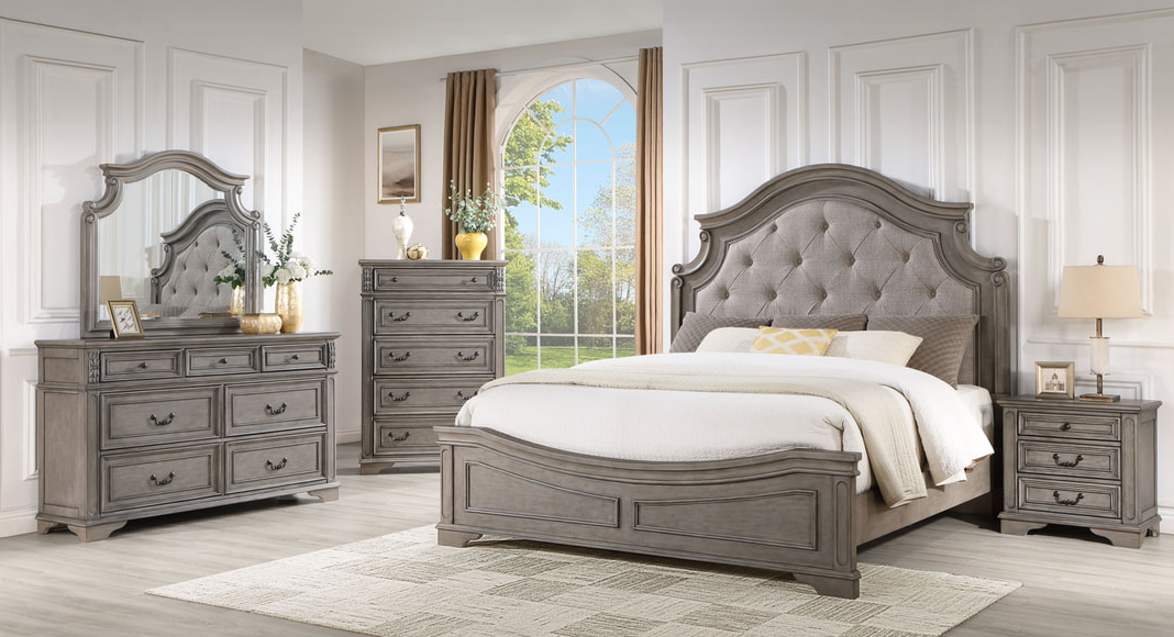 Linda Antique Gray 4-Piece Bedroom Set
