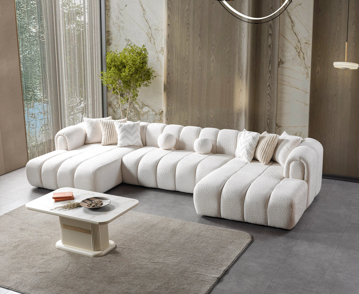 Lis 147-Inch Bouclé Double Chaise Sectional