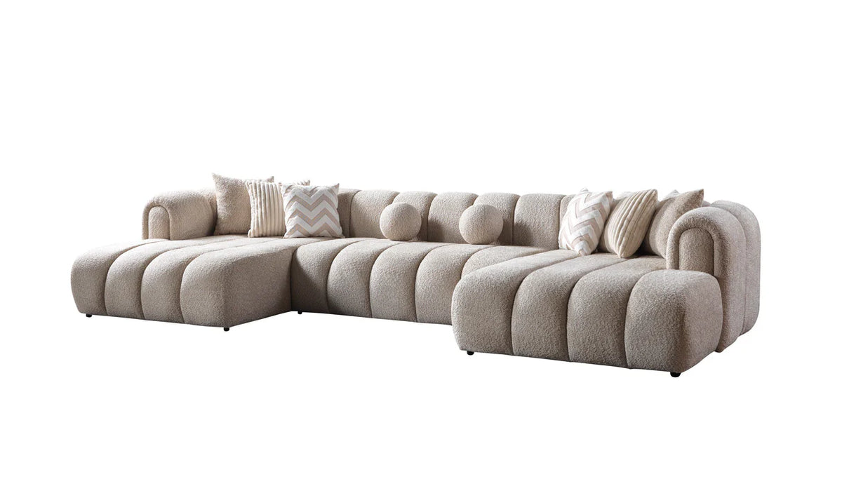 Lis 147-Inch Bouclé Double Chaise Sectional