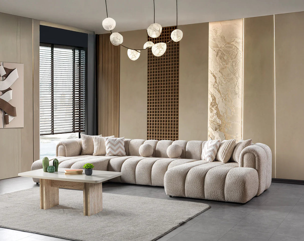 Lis Boucle Double Chaise 147" Sectional