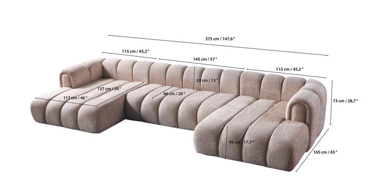Lis 147-Inch Bouclé Double Chaise Sectional