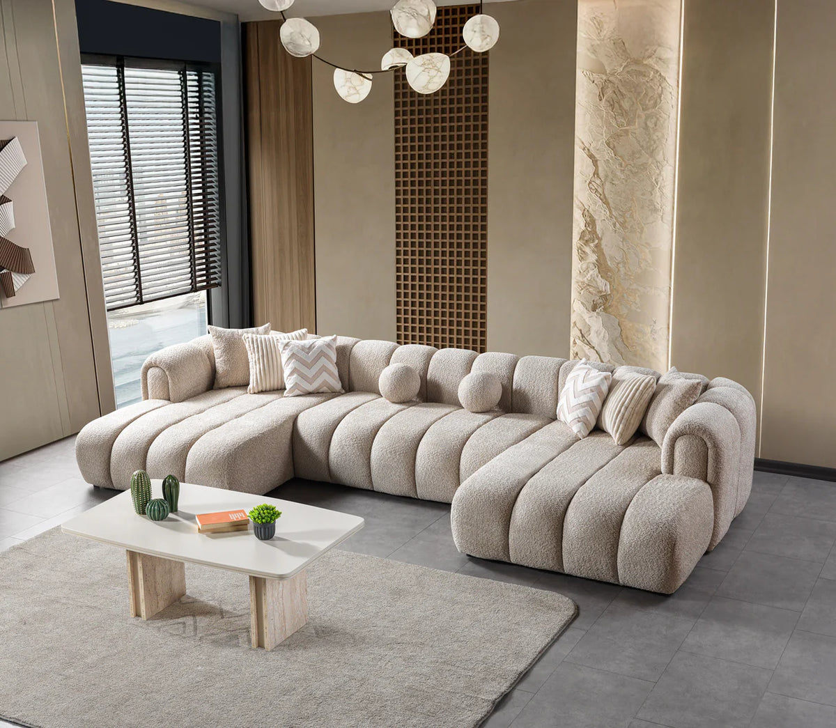Lis 147-Inch Bouclé Double Chaise Sectional