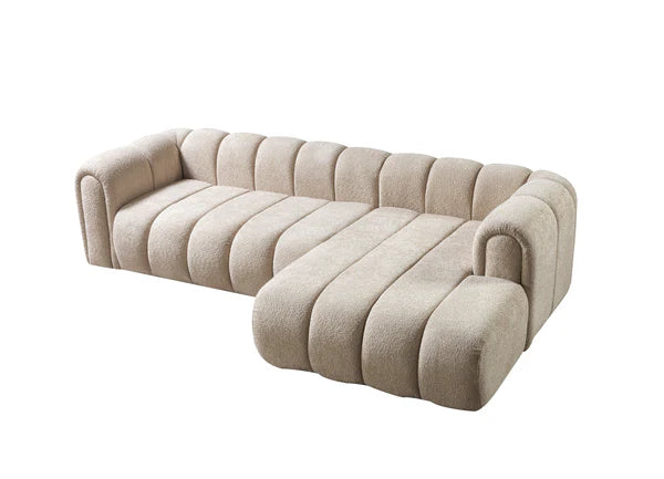 Lis 115-Inch Bouclé Chaise Sectional, Sand or Ivory