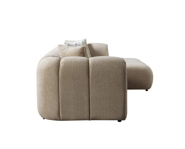 Lis 115-Inch Bouclé Chaise Sectional, Sand or Ivory