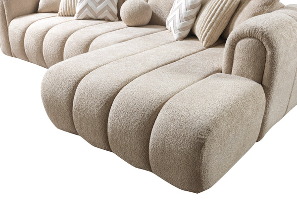 Lis 115-Inch Bouclé Chaise Sectional, Sand or Ivory