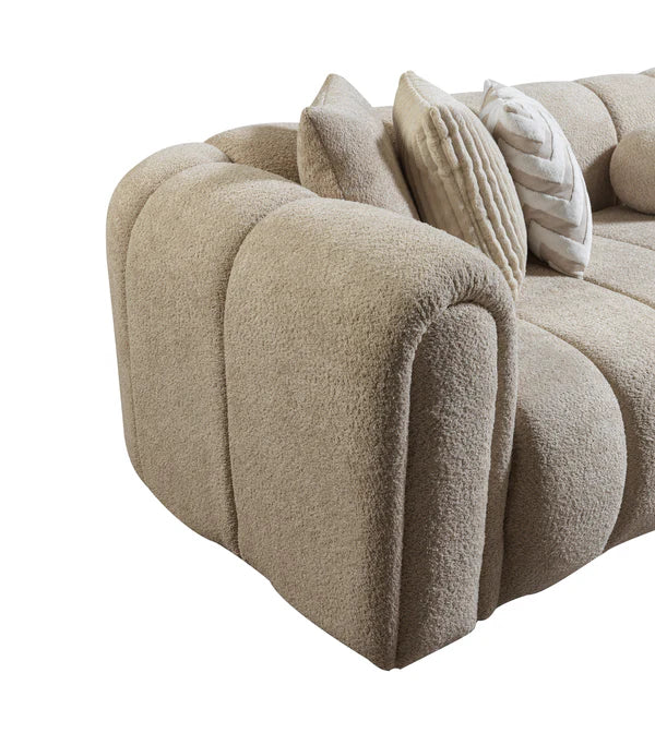 Lis 115-Inch Bouclé Chaise Sectional, Sand or Ivory