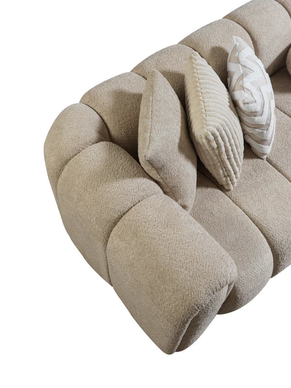 Lis 115-Inch Bouclé Chaise Sectional, Sand or Ivory
