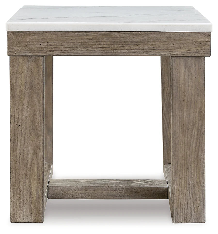 Loyaska Grayish Brown Marble-Top End Table