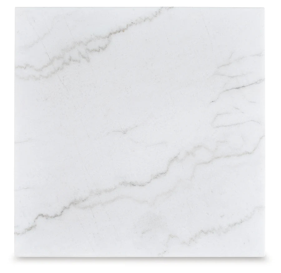 Loyaska Grayish Brown Marble-Top End Table