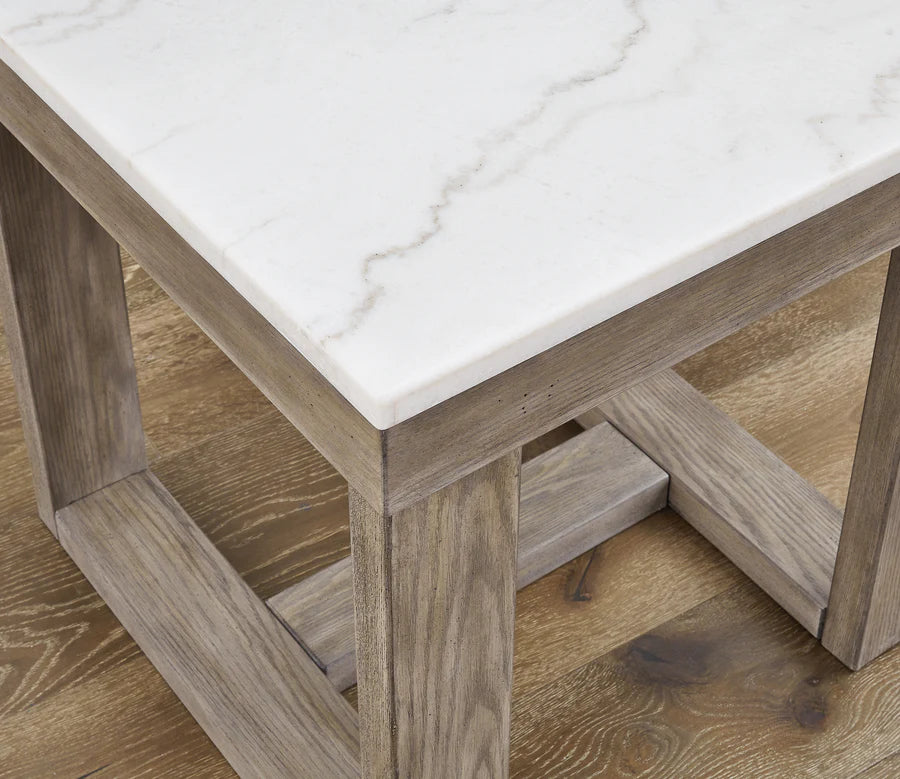 Loyaska Grayish Brown Marble-Top End Table
