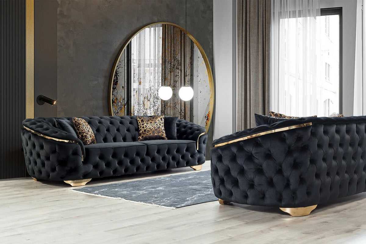 Lupino Velvet Sofa and Loveseat Set, Three Colors