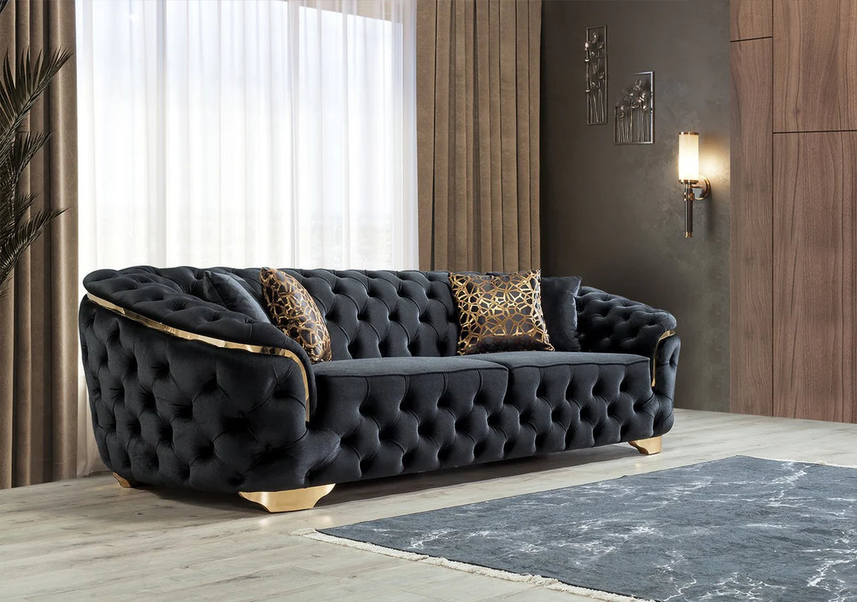 Lupino Velvet Sofa and Loveseat Set, Three Colors