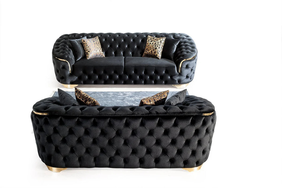 Lupino Velvet Sofa and Loveseat Set, Three Colors