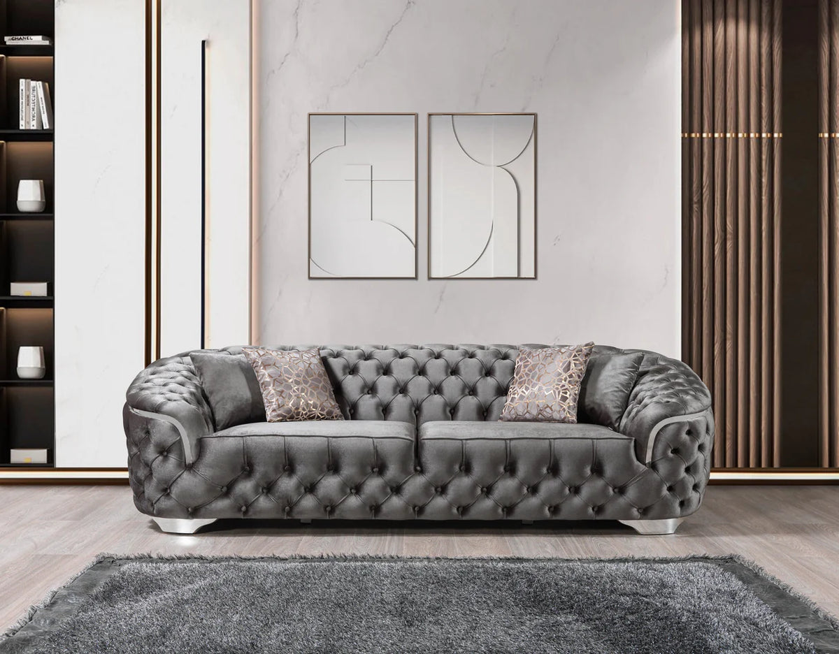 Lupino Velvet Sofa and Loveseat Set, Three Colors