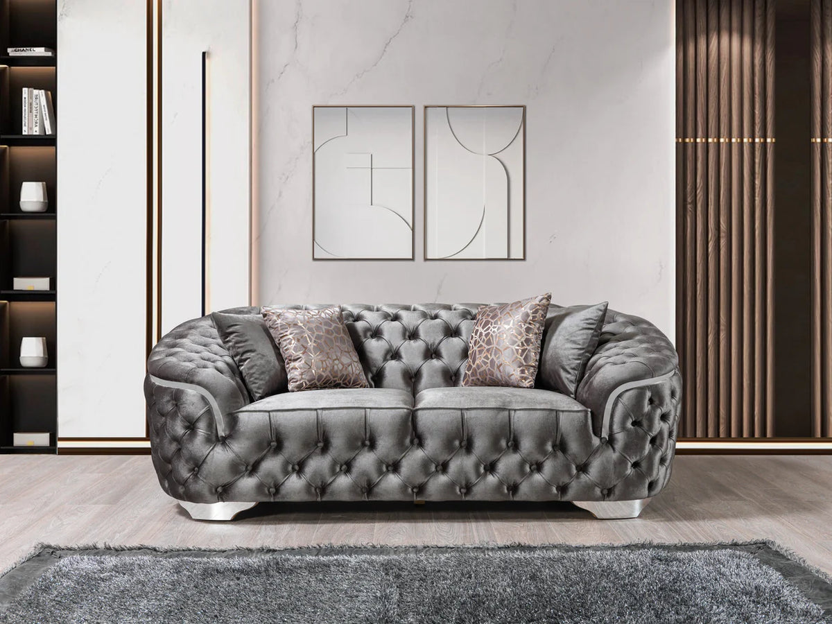 Lupino Velvet Sofa and Loveseat Set, Three Colors