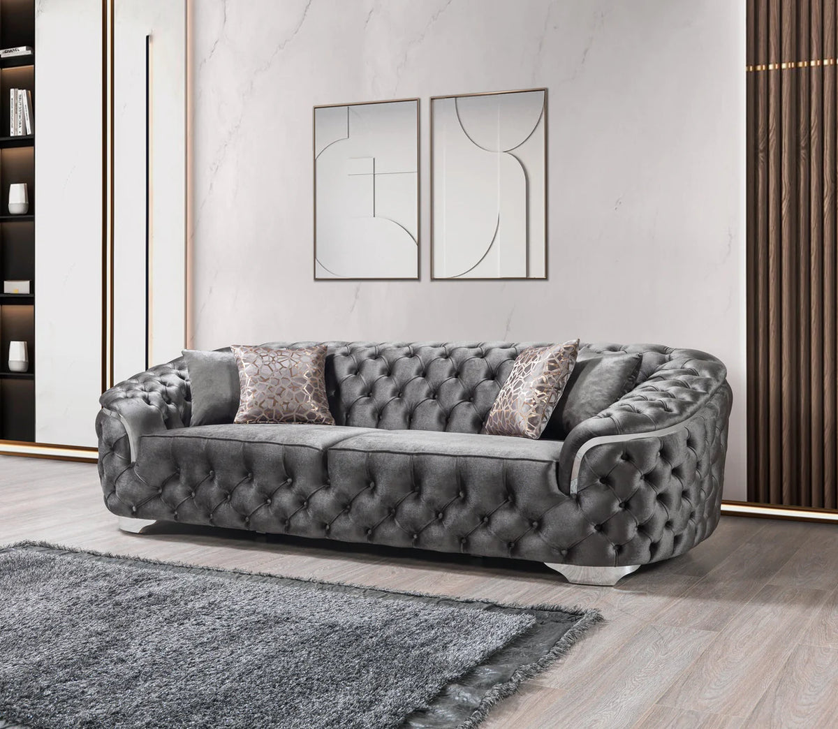 Lupino Velvet Sofa and Loveseat Set, Three Colors