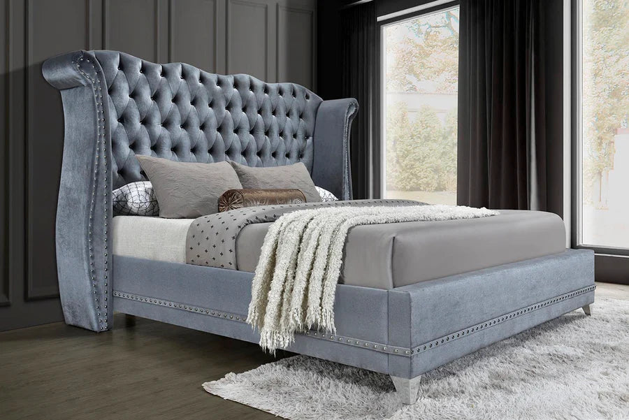 Luxor Velvet Queen Platform Bed
