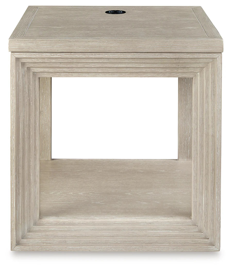 Marxhart Bisque End Table with Wireless Charging