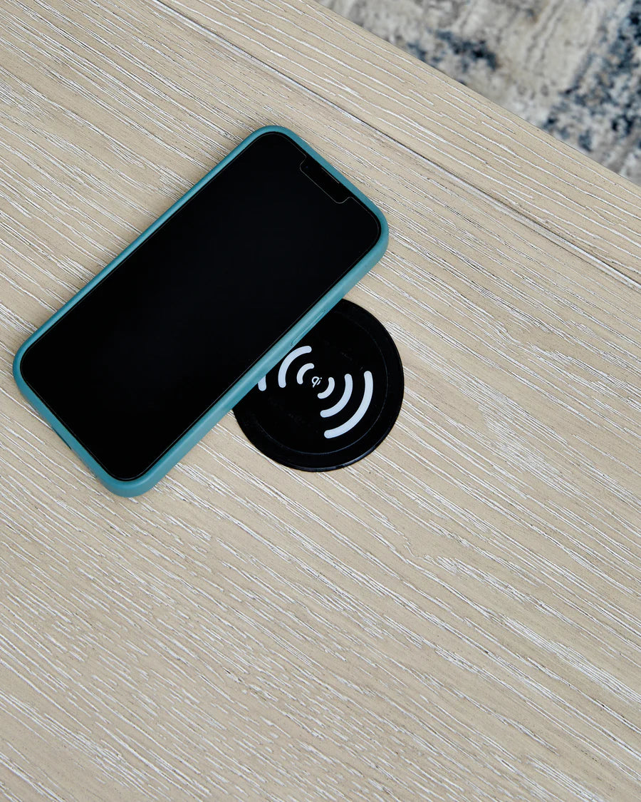 Marxhart Bisque End Table with Wireless Charging