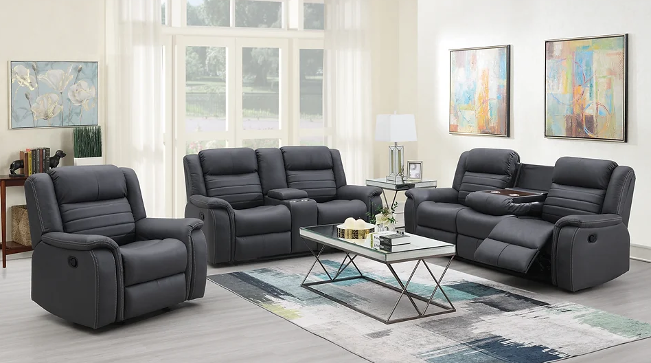 Max Gray 3-Pieces Reclining Living Room Set