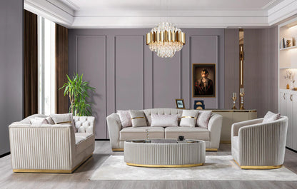 Milena Ivory Velvet Sofa &amp; Loveseat