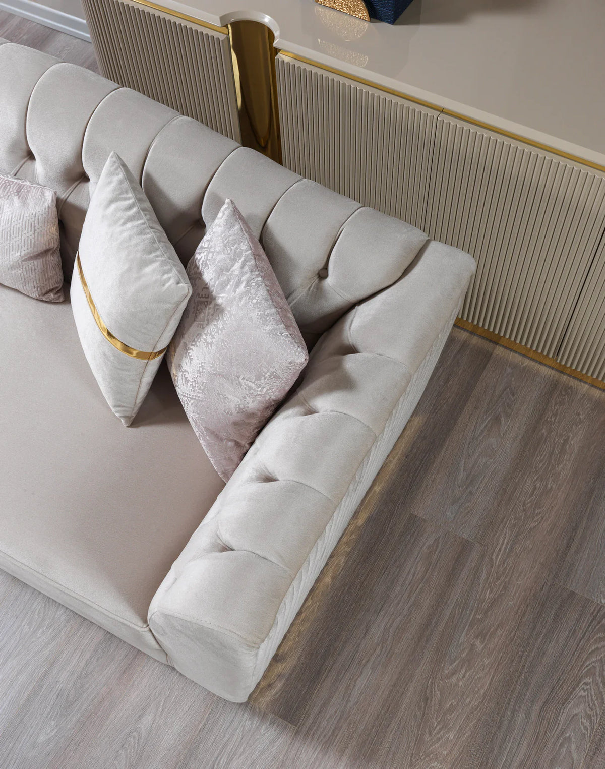 Milena Ivory Velvet Sofa and Loveseat Set