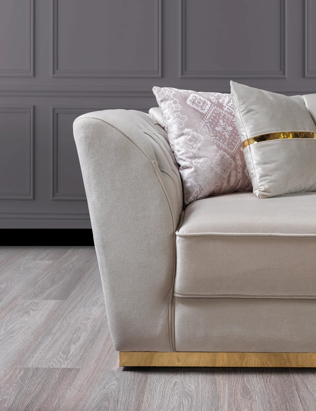Milena Ivory Velvet Sofa and Loveseat Set