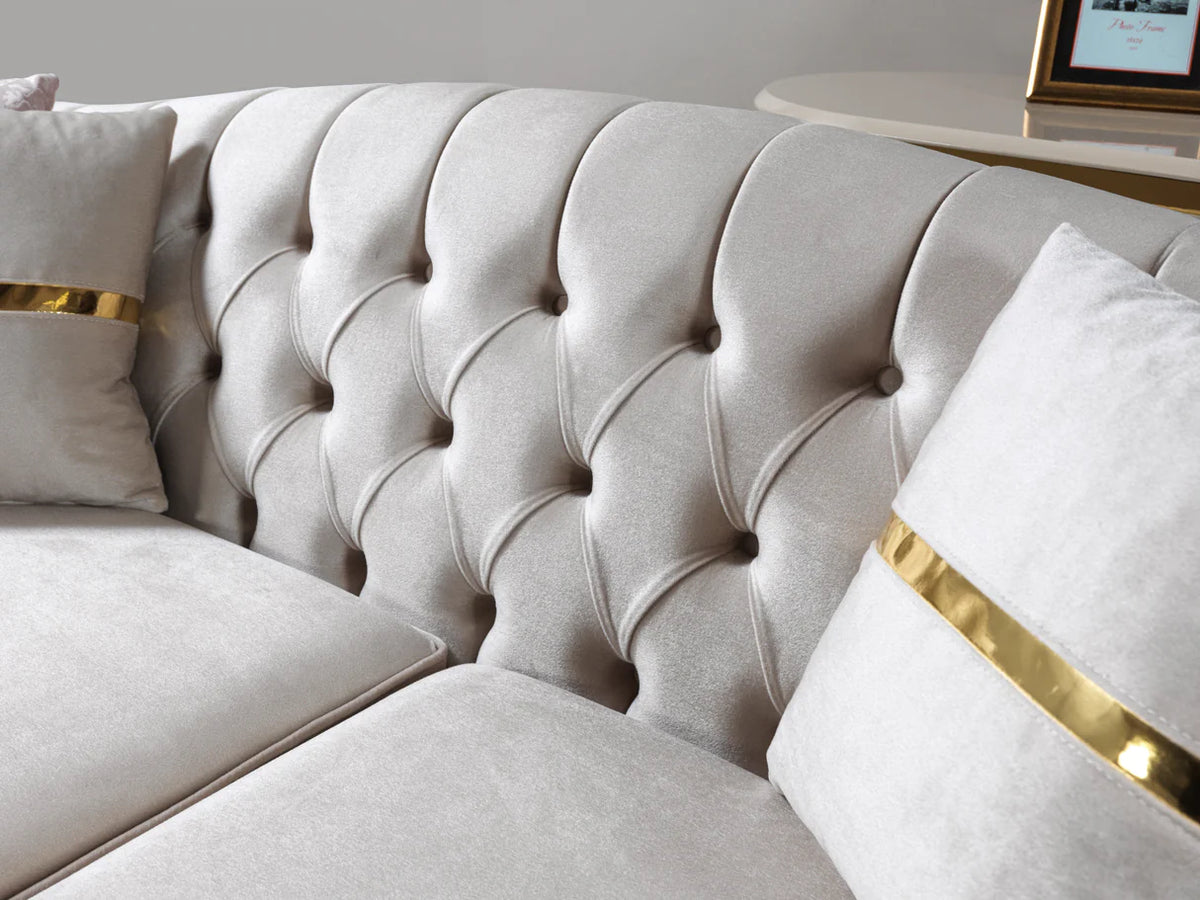 Milena Ivory Velvet Sofa and Loveseat Set