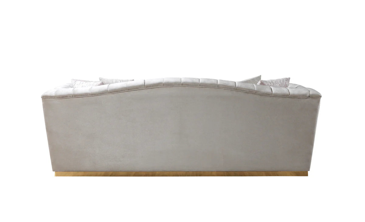Milena Ivory Velvet Sofa and Loveseat Set
