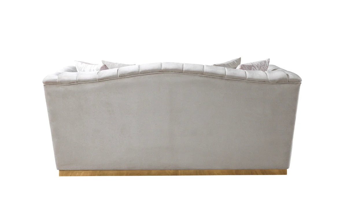 Milena Ivory Velvet Sofa and Loveseat Set