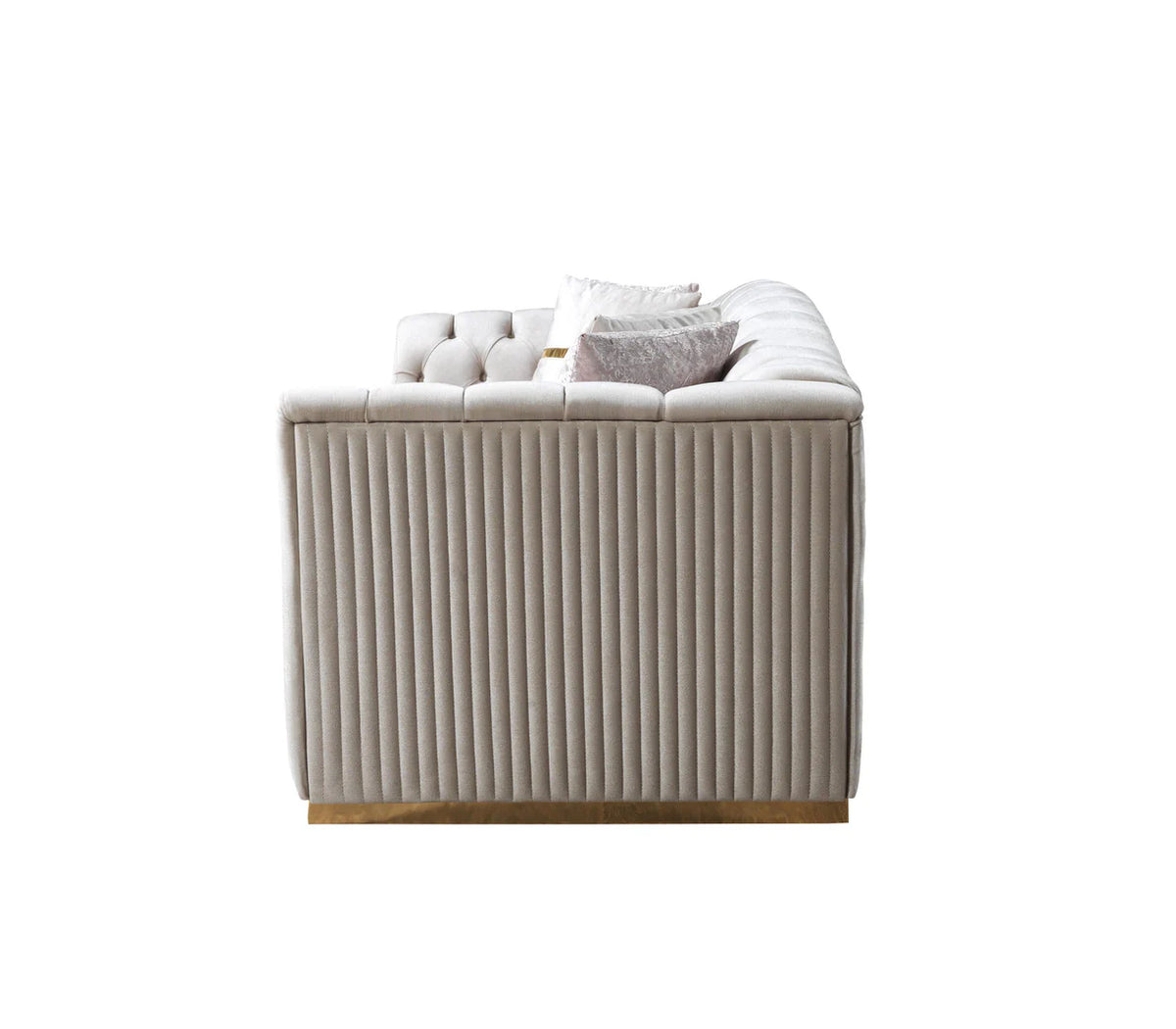 Milena Ivory Velvet Sofa and Loveseat Set