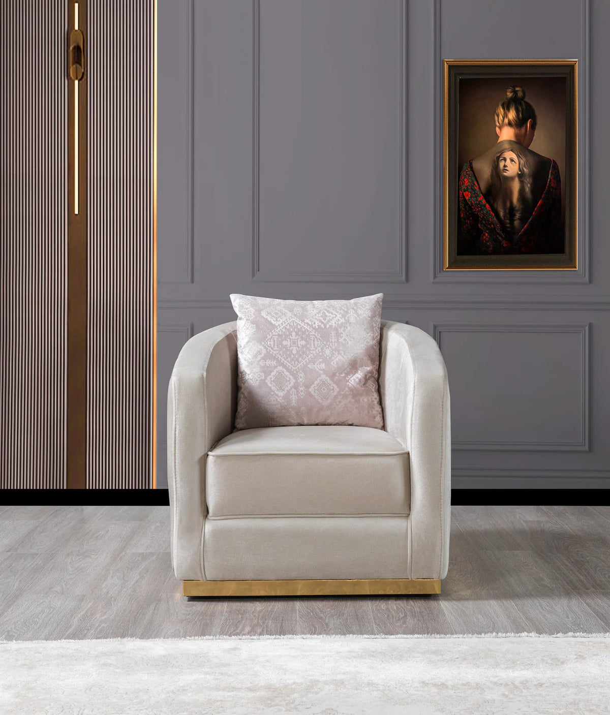 Milena Ivory Velvet Sofa and Loveseat Set