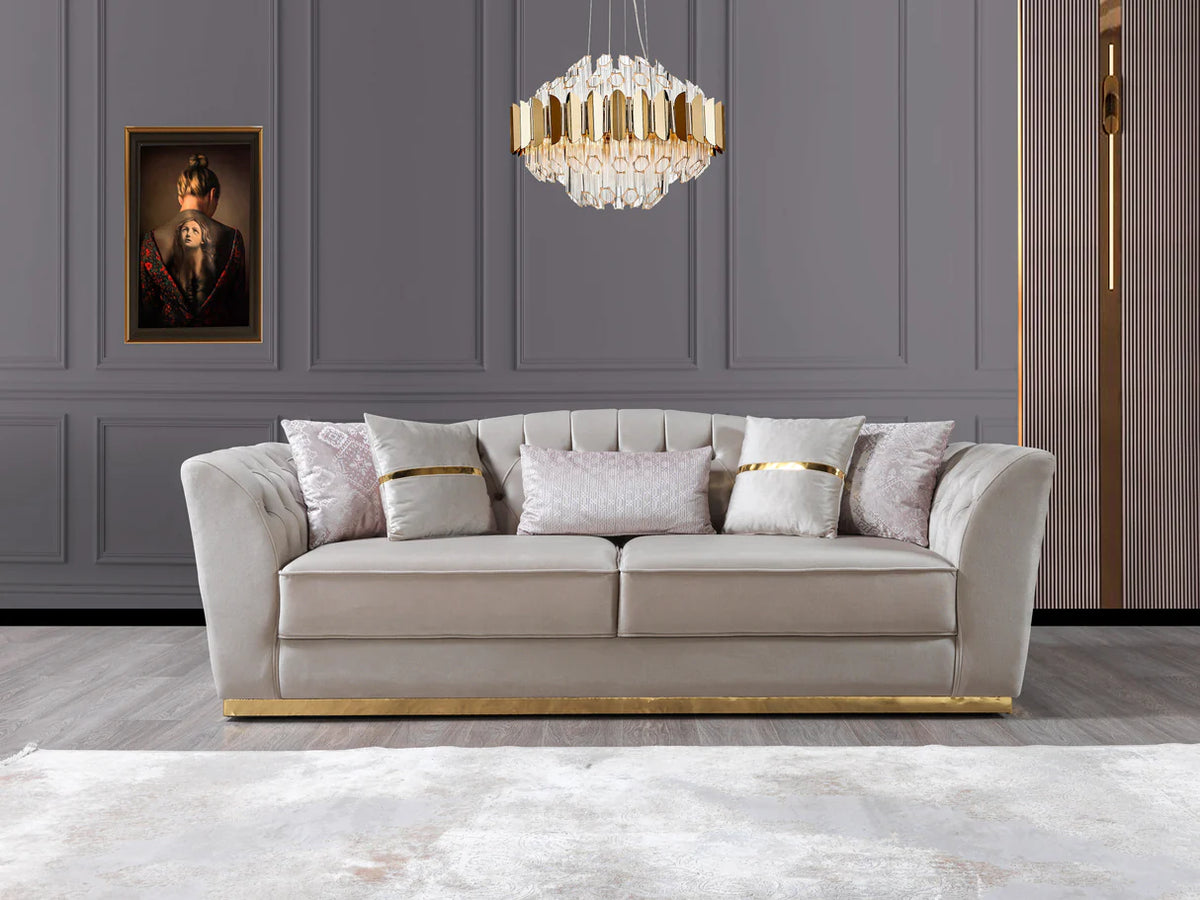 Milena Ivory Velvet Sofa and Loveseat Set