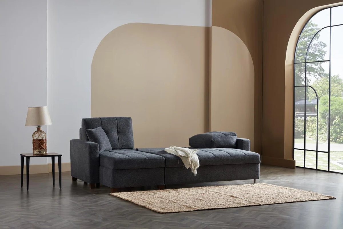 Mocca Dupont Storage Sleeper Sofa Chaise