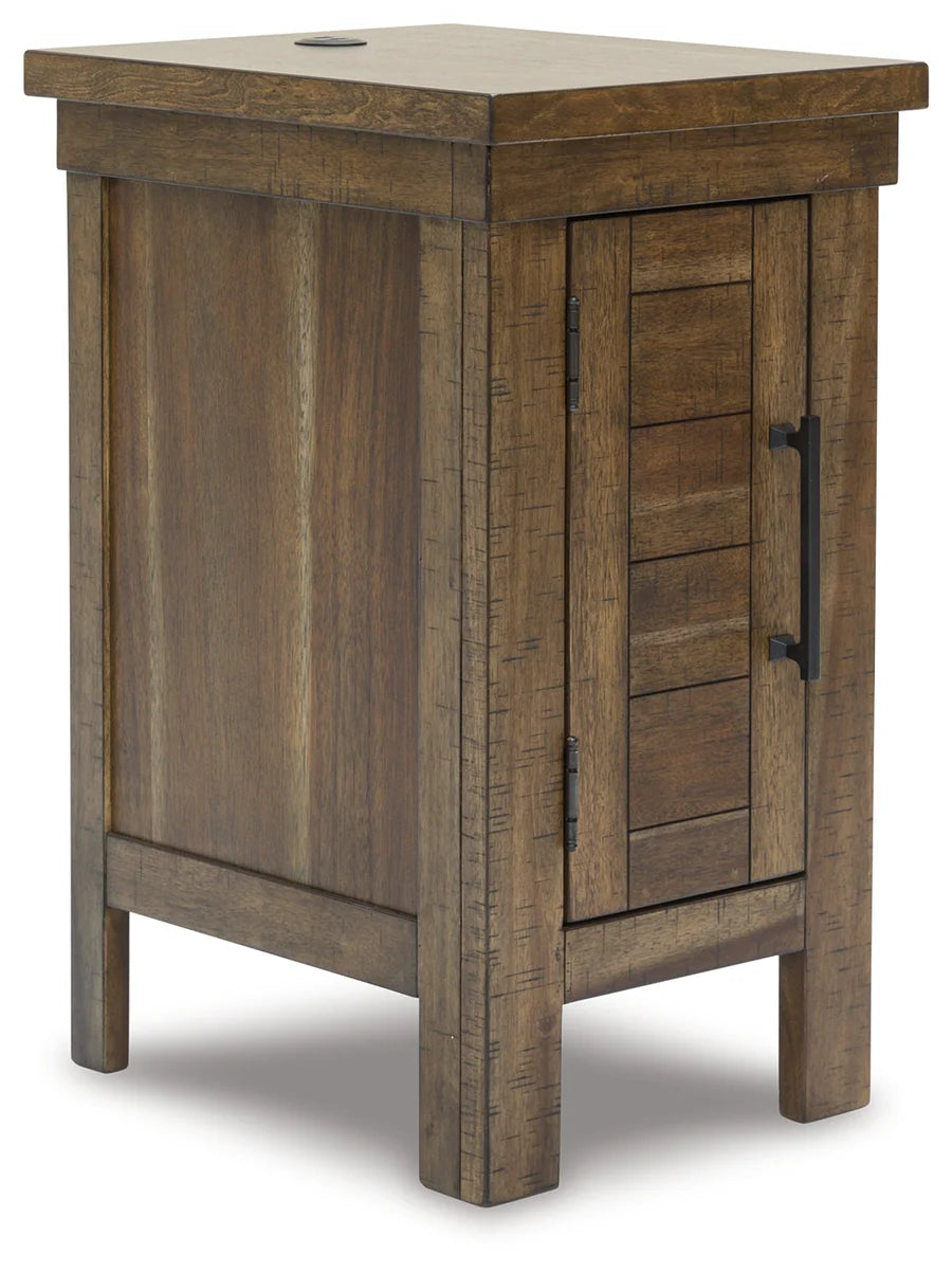 Moriville Tobacco Brown Chairside Table with USB