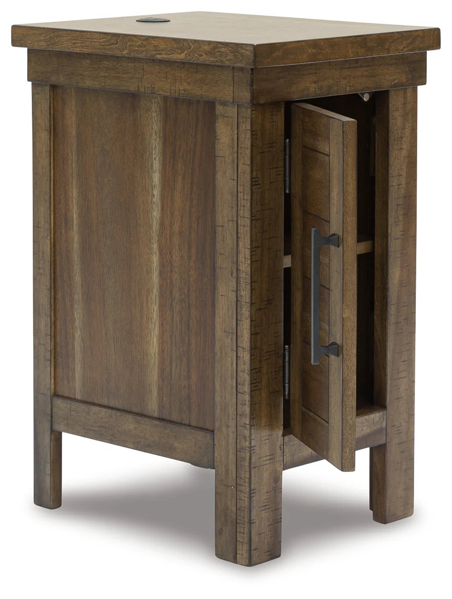 Moriville Tobacco Brown Chairside Table with USB